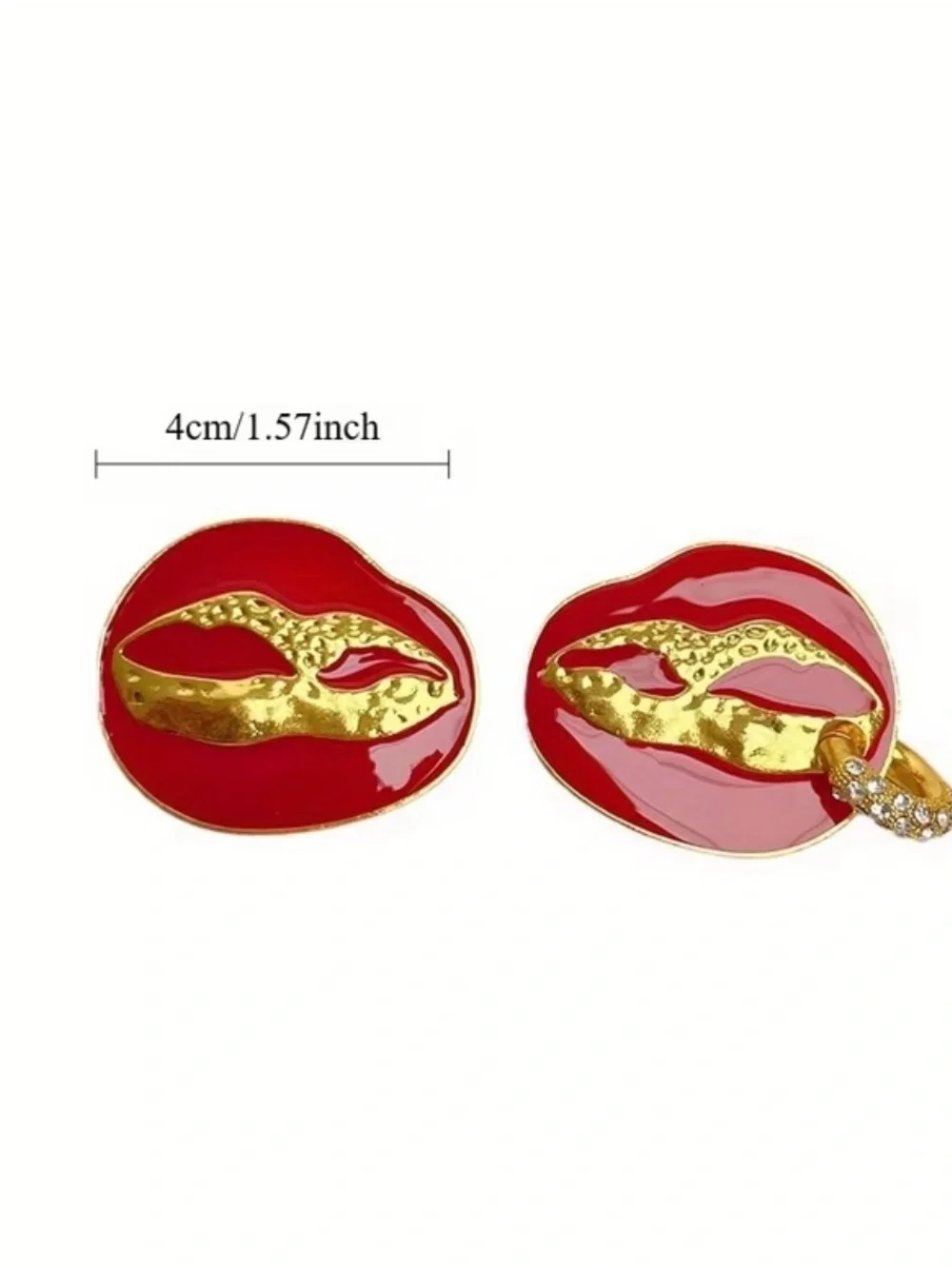 Schiaparelli Inspired Red and Gold Lip Statement Earrings